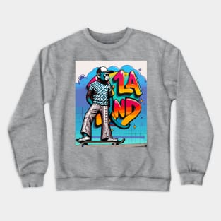 Retro Monkey Skateboarder - Vintage Style Illustration Crewneck Sweatshirt